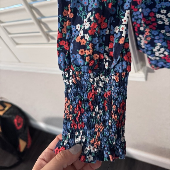 St. John's Bay Blue and Red Long Sleeve Blouse with Notched Collar - Picture 5 of 6